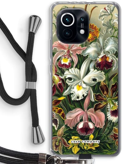 Case Company® - Hoesje met koord geschikt voor Xiaomi Mi 11 hoesje met Koord - Haeckel Orchidae - Telefoonhoesje met Zwart Koord - Bescherming aan alle Kanten en Over de Schermrand