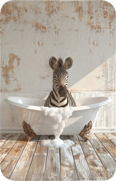 WC mat 50x80 cm - Antislip - Vintage - Zebra - Wilde dieren - Badkuip - Toiletmat - Vloermat - Douchemat - Toilet tapijt - Toiletmatten