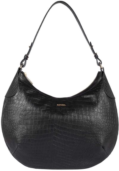 ROECKL Leren schoudertas Liberty Shoulderbag Croco Black zwart