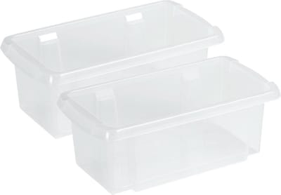 Sunware Opslagbox Nesta - 4x - kunststof - 7L - transparant - 38 x 21 x 14 cm - stapelbaar