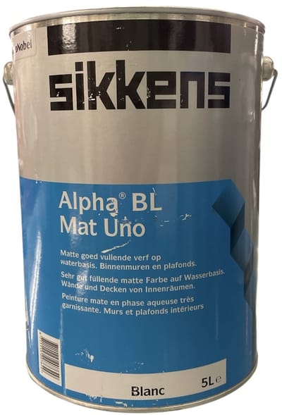 Sikkens Alpha BL Mat Uno - Watergedragen muurverf binnen - Uitstekende dekking - 5 L - Wit