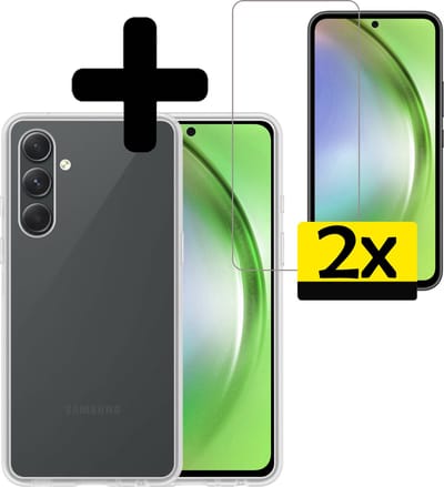 Hoesje - Met 2x Screenprotector - Geschikt voor Samsung Galaxy A54 - Sterk & Shockproof - Back Cover - Siliconen Case - Telefoon Hoes - Telefoonhoesjes - Transparant