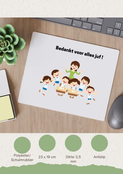 Akyol - bedankt voor alles juf! Muismat - Juf - leraressen - verjaardag - cadeautje voor juf - juf artikelen - kado - geschenk - gift - verjaardagscadeau - juffendag - 23 bij 19 cm