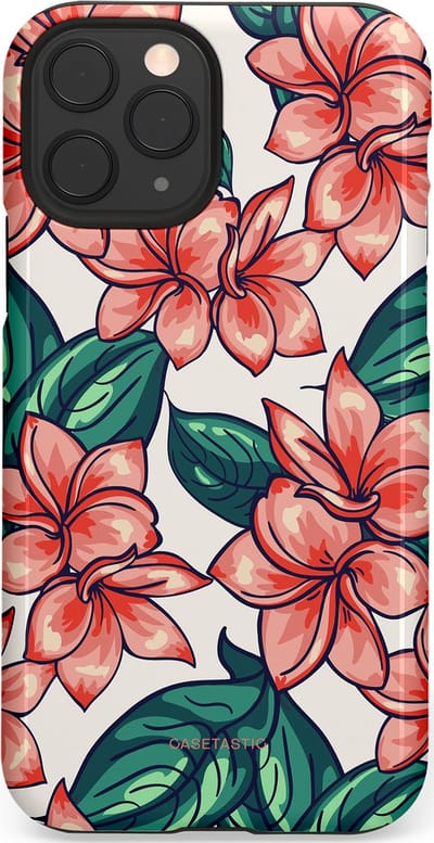 Casetastic hoesje geschikt voor Apple iPhone 11 Pro - Dubbellaagse bescherming - Bloemenparadijs - Fashion Case - Petrol Koraal Perzik Wit
