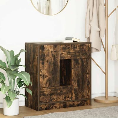 vidaXL - Dressoir - met - lades - en - deuren - 70,5x34x74,5 - cm - gerookt - eiken