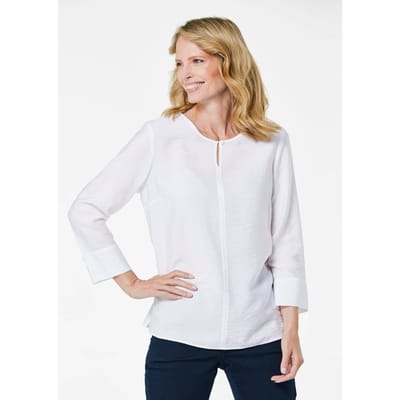 Blouse met ronde hals in viscosemix met structuur - wit - Gr. 38 van Goldner Fashion