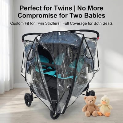 Regenhoes Dubbele Kinderwagen - Broers en zussen hoes - Bescherming tegen weer - Dubbele ritssluitingen - Universeel - Transparant