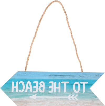 Houten Borden met Strandthema, Decoratieve Pijlen voor Deurpanelen en Wanddecoratie voor Badkamer en Toilet