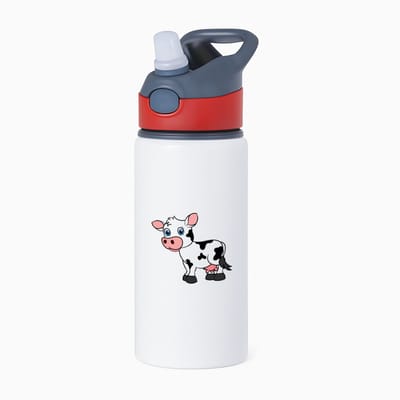 Hacebo® - Koeien waterfles met rietje rood - Koe - Dieren liefhebbers - Dieren - dierendag - kinderboerderij - water fles - 650ML