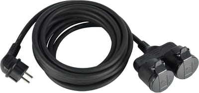 Bouwplaats Verlengkabel 5M, Rubber Kabel IP44 voor Buitengebruik met 2-weg Koppeling