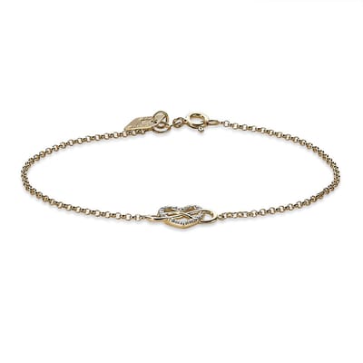 Twice As Nice Armband in 18kt verguld zilver, hart en infinity 16cm+3cm