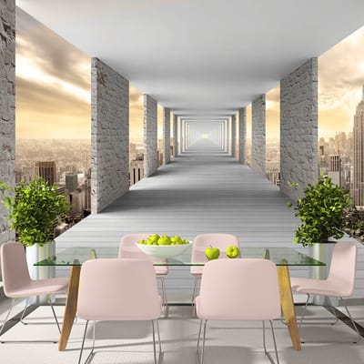 98cm X 70cm - Zelfklevend fotobehang - Tunnel over de stad, premium kwaliteit fotobehang