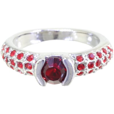 Behave - Ring - Luxe damesring – Zilverkleurig – Met rode kristallen – Elegant & Chic – Nikkelvrij