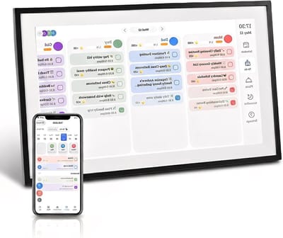Digitale Wandkalender 15.6 Inch met Touchscreen, Foto- en Planningsfunctie voor Gezinsagenda's en Herinneringen (Zwart)