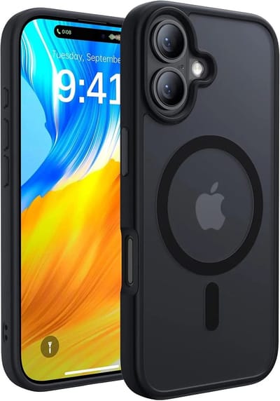 Hoesje Geschikt voor iPhone 16 - Compatibel met MagSafe - Matte Beschermhoes - Back Cover met Magneet - Zwart