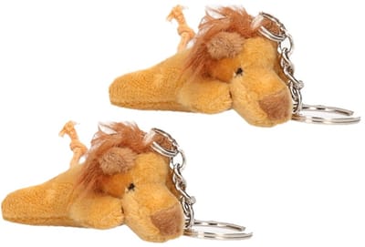 Nature Planet Pluche Leeuw knuffel sleutelhanger - 2x - 6 cm - Speelgoed dieren sleutelhangers