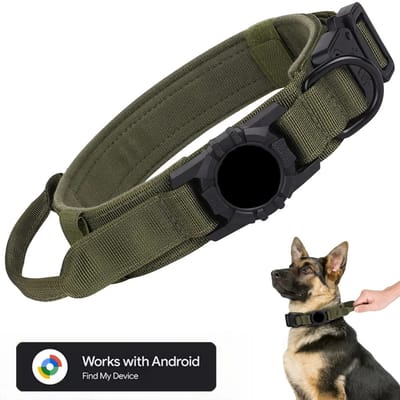 BlueTime - Hondenhalsband inclusief Tag - Hondenriem - Honden Halsband - Hondentuig - Honden Tuigje - Geschikt voor Android Find My Device - Maat M - Groen