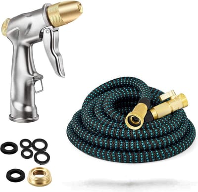 Flexibele tuinslang 100% Metaal spuitpistool - Verstelbaar Watering Patroon - Auto wassen - Tuin gazon - 25FT