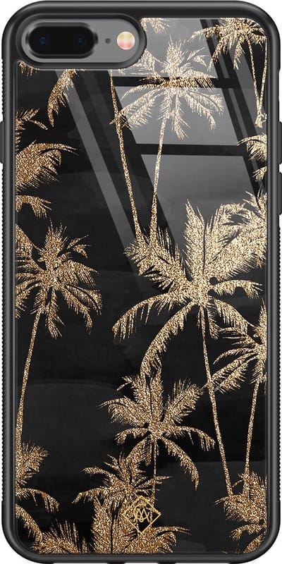 Casimoda® hoesje - Geschikt voor iPhone 8 Plus - Palmbomen - Luxe Hard Case Zwart - Backcover telefoonhoesje - Zwart