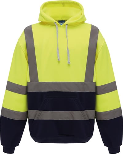 Yoko Hi-Vis pullover hoodie YHVK05 - Hi Vis Yellow / Navy - S