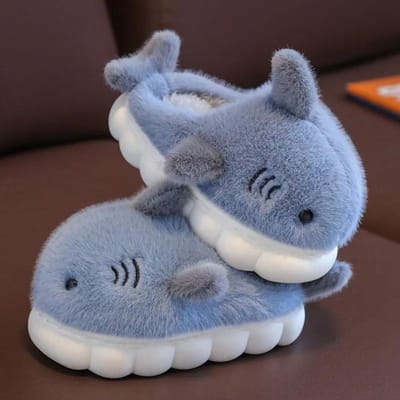Katoenen pantoffels voor kinderen Winter Cartoon Fish Jongens en meisjes Warme dikke antislip zachte bodem Home Indoor Baby katoenen schoenen 24/25 gray