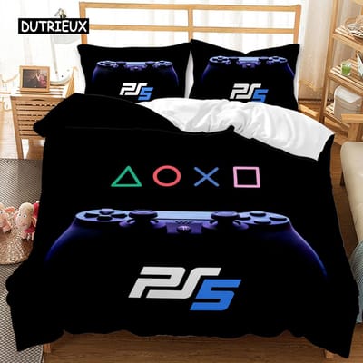 Gaming Dekbedovertrek Set Gamepad Headset Gaming Thema Beddengoed Set voor Jongen Tieners Beddengoed Tweepersoons Queen King Polyester Dekbedovertrek AU Single(140x210cm)