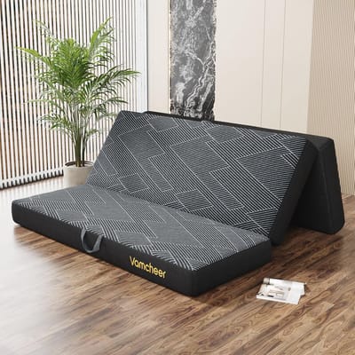 Vouwmatras Extra Dik 15 cm - 3-delige Gelschuim Reismatras voor Volwassenen - Inklapbaar Camping en Logeerbed