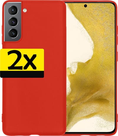 Hoesje - 2 Stuks - Geschikt voor Samsung Galaxy S22 - Sterk & Shockproof - Case Siliconen - Back Cover - Telefoon Hoes - Telefoonhoesjes - Rood