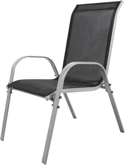 Stapelstoel met textiel - Buitenstoel terras - Genieten van de tuin - Ruimtebesparend stapelbaar - 92x53x73cm - Grijs