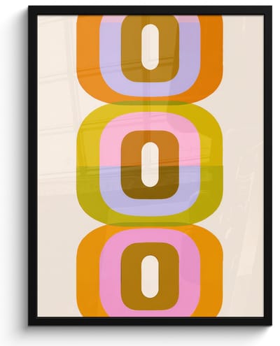 Poster in lijst - Fotolijst 60x80 cm - Posters - Stapel - Vormen - Geblokt - Oranje - Posterlijst zwart - Decoratie - Wanddecoratie woonkamer - Muurdecoratie slaapkamer
