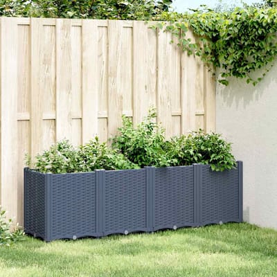 vidaXL - Plantenbak - 160x40x53 - cm - polypropeen - blauwgrijs