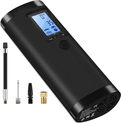 Draagbare Pomp Compressor - Luchtcompressor - Pomp - Elektrische Digitale Bandenpomp met 2000 mAh accu - 120 psi - Fietsluchtpomp - Compressor met Lcd-scherm voor Auto, Fiets, Motorfiets, Basketbal, Voetbal enz. Als Zaklamp en Powerbank