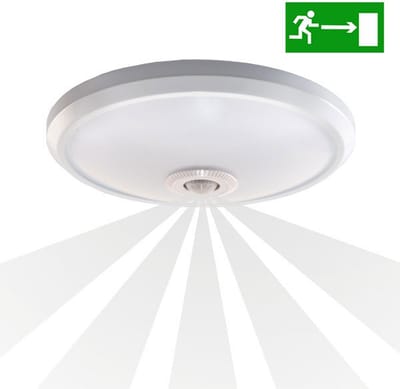 Adviti ZONDA LED Plafonnière met Noodaccu en PIR Bewegingssensor - Noodverlichting - 360° - Ø 29cm - 4000K - 800lm - 12W/230V