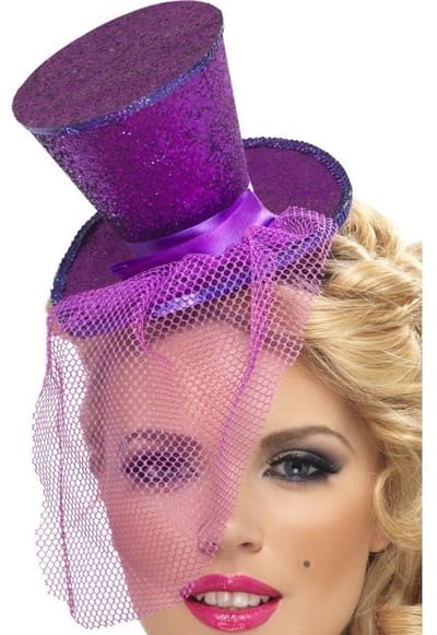 Smiffys Carnaval verkleed mini hoedje op diadeem - Funny hoge hoed - Paard - Dames - Clownshoed