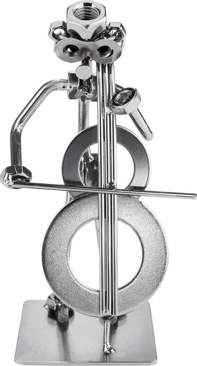 BRUBAKER Schroevenbeeldje Muzikant met Cello - Handgemaakte Ijzeren Figuur Metal Man Cellospeler - Metalen Figuur String Muzikant Decoratie Cadeau voor Cellisten