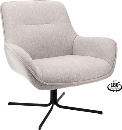 Icon Living - Fauteuil Uniq - Stof Leaf Steel - Terugdraaisysteem