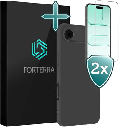 Hoesje Met 2x Screenprotector - Geschikt voor Apple iPhone Air - Sterk & Shockproof - Telefoon Hoes - Back Cover - Siliconen Case - Zwart