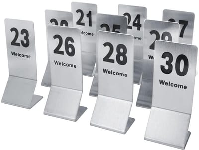 Dailygoods- Tafelnummers Set van 10 - Dubbelzijdig Genummerd - Roestvrij Staal - Tafelnummer Houder - Tafeldecoratie - Voor Bruiloft en Evenementen - Tafelnummerkaart