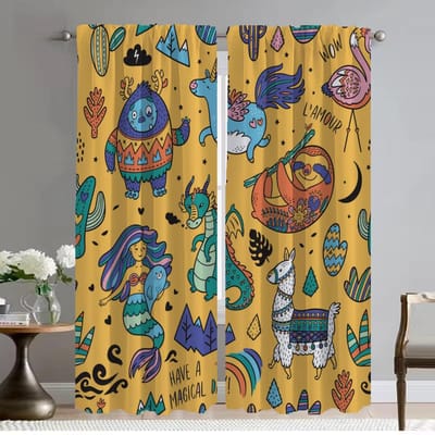 Kawaii Dinosaur Gordijnen voor Woonkamer Gordijn voor Kamer 2 Panelen Halloween Decoratie Interieurgordijnen Scheidingsgordijnen W50xH70cmx2pcs-CL blue