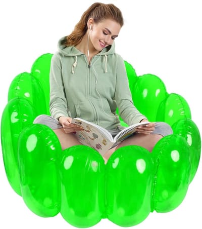 Opblaasbare Stoel - Luchtbank Jelly - Buiten Ontspannen - Modieus Transparant - 75 x 56 cm - Groen