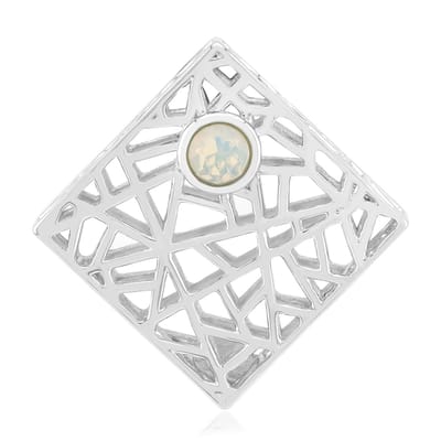 Cavill - Zilveren Hanger 0,212 ct Welo-Opaal - 925 Sterling Zilver met Platina Coating - Ronde Rondslijpsel - Elegante MONOSONO Collection