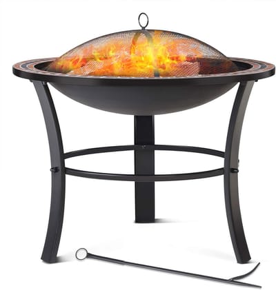 Ronde Mozaïek Vuurschaal 76cm met Vonkenscherm en Accessoires