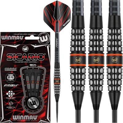Dartpijlen Set 90% Tungsten Steeltip met Flights en Stelen - Cluster Grip Controle