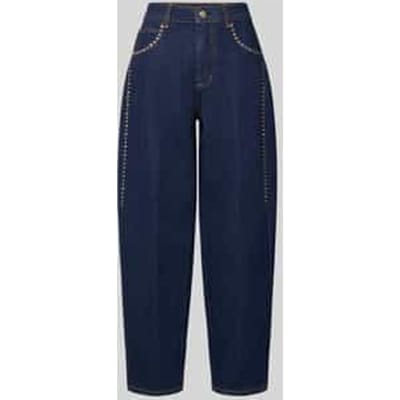 barrel fit jeans van puur katoen met strass-steentjes
