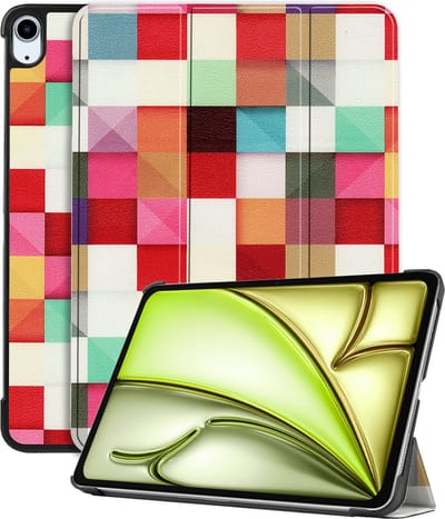 Hoes - Geschikt voor Apple iPad Air (2024/2025/2026) - 11 inch - Dun & Stevig - Trifold Bookcase - Hard Cover - Hardcover Book Case - Tablet Hoesje - Blokken