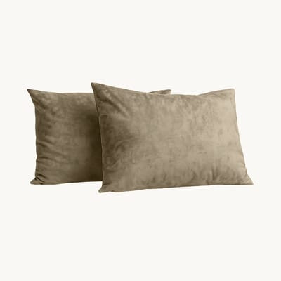 Y-NOT Kussenslopen Set - Velvet Chenille Taupe/Grey - 60x70 cm - 2-pack - Zachte Kussenhoezen voor Comfortabele Nachtrust