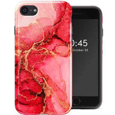 Selencia Hoesje - Geschikt voor Apple iPhone SE (2022) / SE (2020) / 8 / 7 / 6s / 6 - Backcover - Rosy Marble