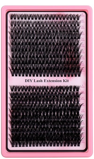 Valse wimpers 400 clusters kit: individuele wimpers van synthetische vezels voor een volle, natuurlijke look