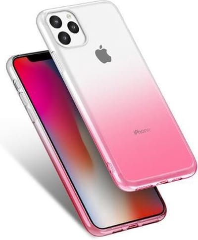 Apple Iphone 11 Pro Max Back Cover Telefoonhoesje | Wit En Roze | Tpu Hoesje
