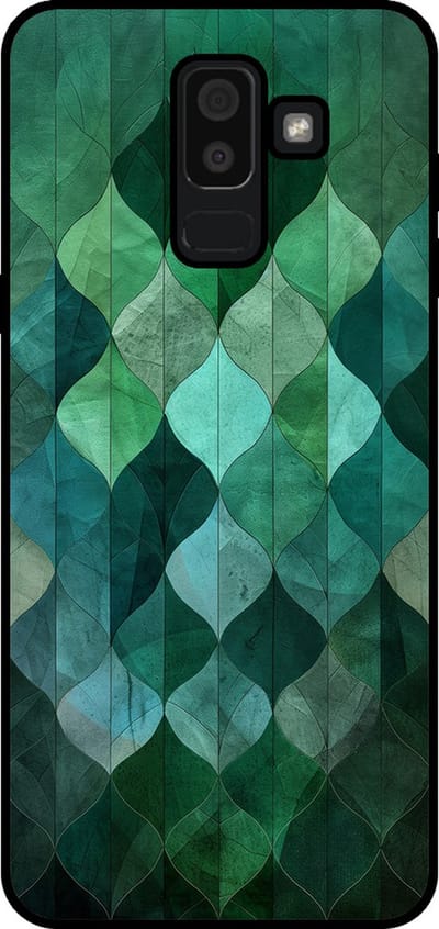 Smartphonica Telefoonhoesje Geschikt voor Samsung Galaxy J8 2018 met groene bladeren opdruk - TPU backcover case green leaf design - Groen geschikt voor Samsung Galaxy J8 2018